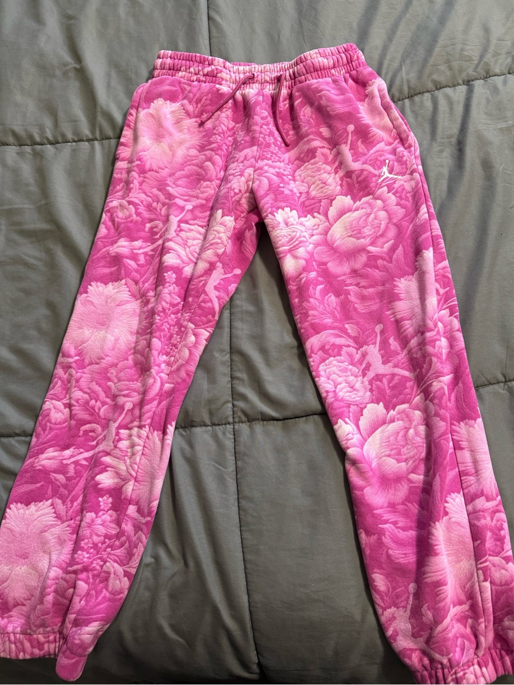 Jordan Pink Floral Kids Sweatpants with Drawstring